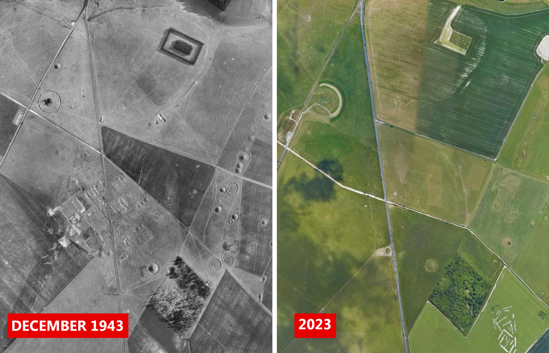 Much of the landscape around Stonehenge remains unchanged. Picture: Historic England Archive/USAAF Photography