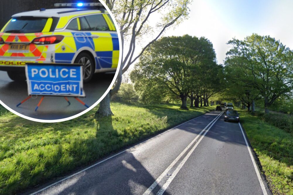 The crash happened on the B3082 near Badbury Rings, according to Dorset Police
