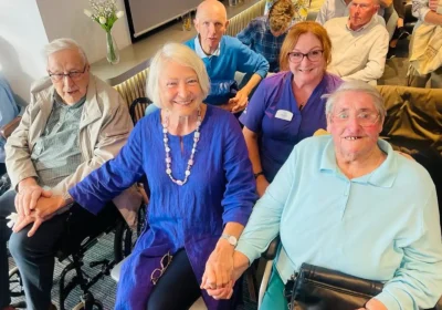 Kate Adie with Alexandra House residents in Poole
