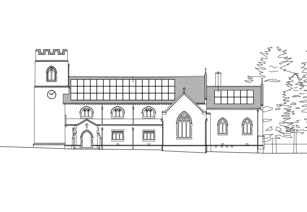 How the panels could look on the roof of St Mary's Church, Ferndown