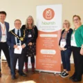 From left: Alistair Doxat-Purser, Mayor of Blandford Cllr Hugo Mieville, Hayley Britton, Heidi Roberts and Gail Del-Pinto from Nourish