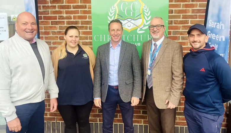From left; Tournament founder Tony Brown, Tara Wisley Christchurch Golf Club front of house assistant, tournament organiser Anthony Rogers, Neal Williams, trust secretary of Macmillan Caring Locally and Byron Hutcheson, director of golf at Christchurch Golf Club