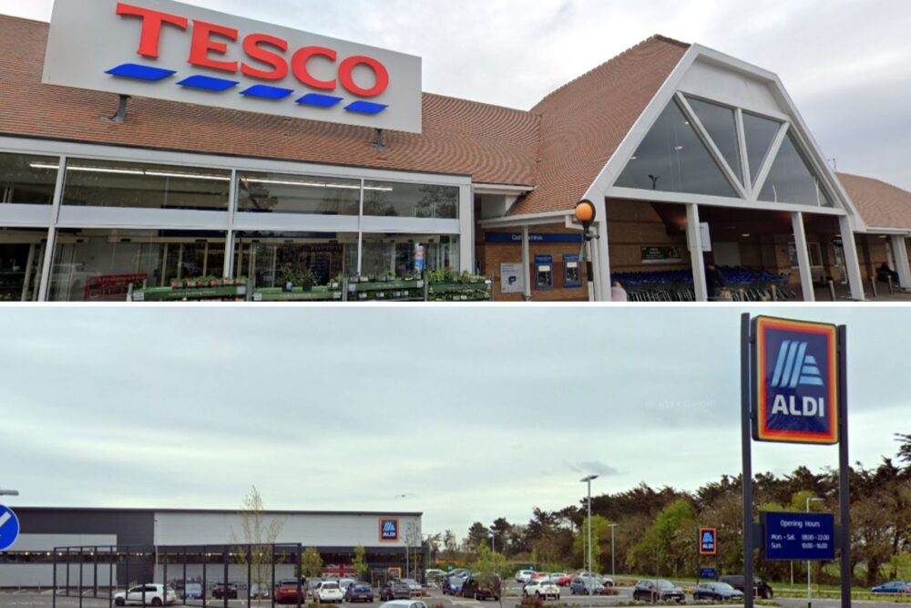 Incidents of shoplifting were reported at Tesco and Aldi in New Milton. Pictures: Google