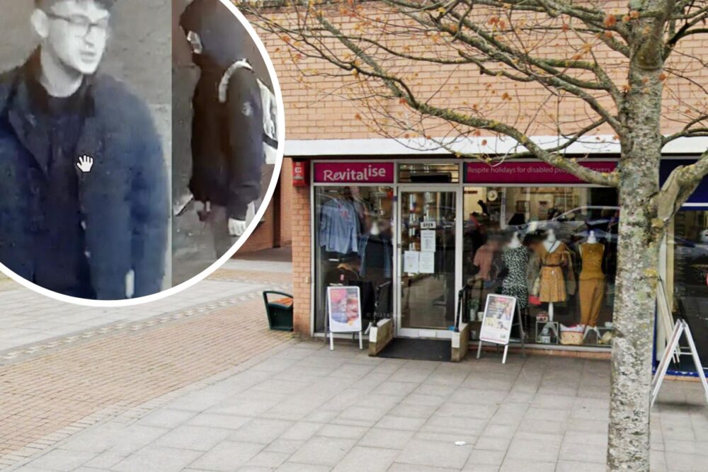 Police are keen to trace these people after a burglary at the Revitalise charity shop in New Milton