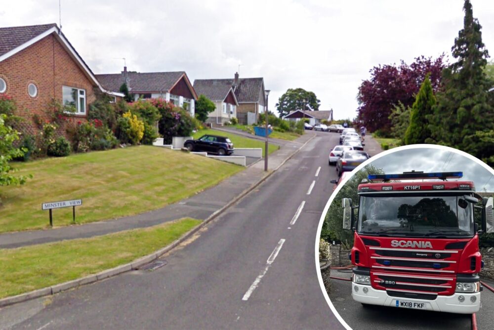 The crews were called to a fire in Minster View, Wimborne, at around 8.48am on Friday (December 8)