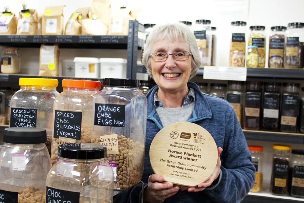 Green Gram treasurer Helen Harding with the Horace Plunkett Award