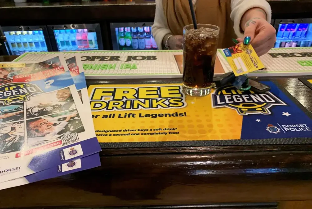 The Lift Legend initiative offers free soft drinks to designated drivers at pubs and clubs in Dorset. Picture: Dorset Police