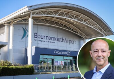 MD Steve Gill, inset, has announced improvements at Bournemouth Airport
