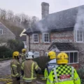 The couple were rescued from a house in Cheselbourne by fire crews this morning. Picture: DWFRS