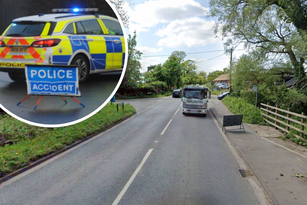 The crash happened in Parley Lane, Hurn, on Friday morning. Pictures: Google/NBV