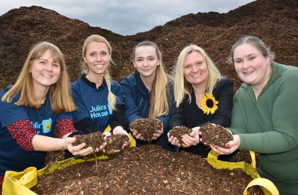 Eco’s Bryony Hammond, centre, with, from left, Laura Maidment and Charlie Squires (Julia’s House), Nicki Cluley (Lewis-Manning) and Fran Potton (Diverse Abilities). Picture: Andy Diprose/Eco Sustainable Solutions