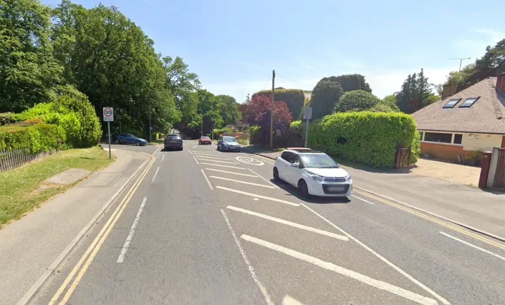 The woman was hit by a car in Lower Blandford Road, Broadstone. Picture: Google