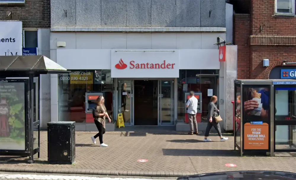 The burglars targeted Santander in Christchurch High Street. Picture: Google