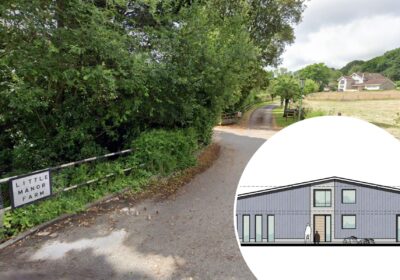 The barn, at Little Manor Farm in Corfe Mullen, could be transformed into five family homes