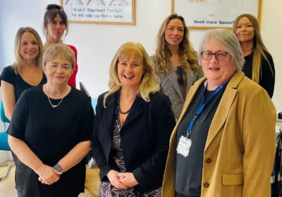 Sharon Cannings, front left, owner of Move On Sales & Lettings with Jannine Loveys, charity manager of The DCCF, front right, and Move On Sales & Lettings staff