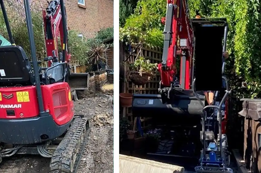 The red and black Yanmar excavator, which was taken from a property in Batterly Drove, Cranborne. Pictures: Dorset Police