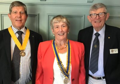 Wimborne Rotary President Elect, Brian Dryden, President Sue Young, and outgoing President Graham West Picture: Wimborne Rotary Club