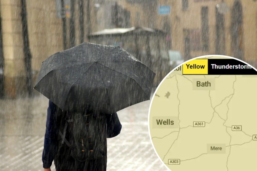 Heavy rainfall and thunderstorms could batter Somerset this week. Pictures: Pixabay/Met Office