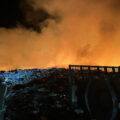 Firefighters battled the blaze at a recycling centre through the night. Pictures: Poole Fire Station