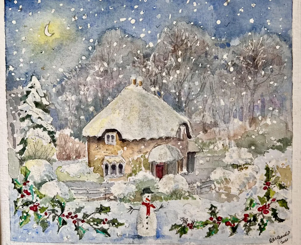 ‘It’s Snowing’, a watercolour by Rosemary McDonald