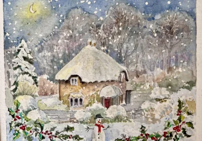 ‘It’s Snowing’, a watercolour by Rosemary McDonald