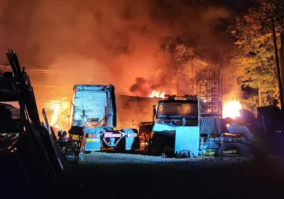 Firefighters tackled the blaze overnight in Sturminster Marshall. Picture: Wimborne Fire Station