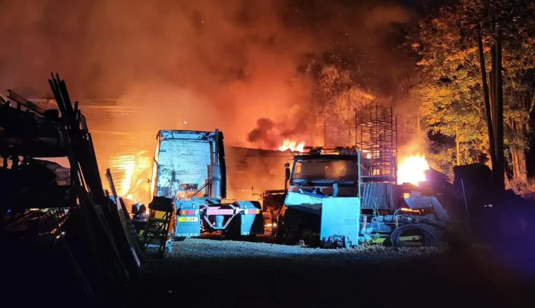 Firefighters tackled the blaze overnight in Sturminster Marshall. Picture: Wimborne Fire Station