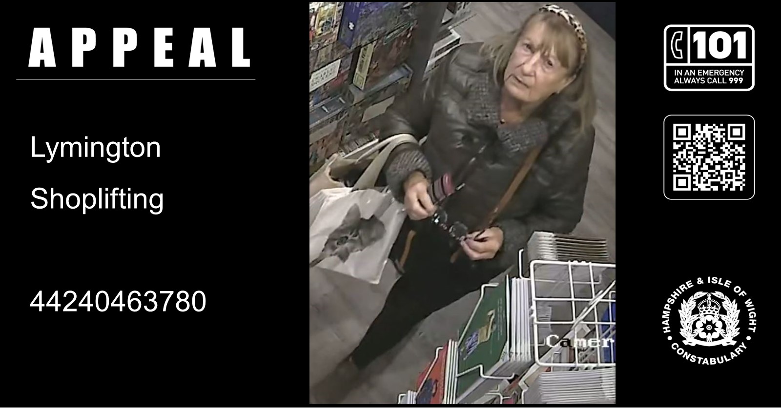 Officers are keen to trace this person after a theft from Between The Lines, Lymington. Picture: Hampshire Police