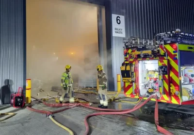 Fire crews at the site, in Ling Road, Poole. Picture: Poole Fire Station