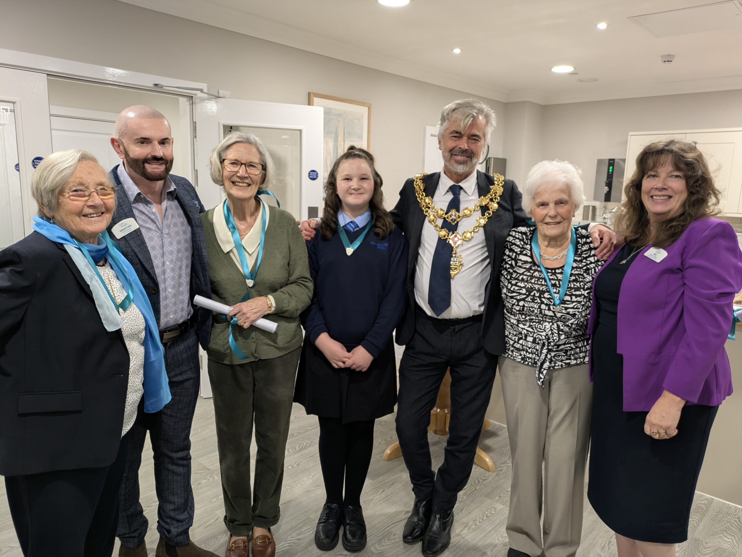 Mayor of Poole pictured with the Marjorie House ambassadors and team Pictured: Care South