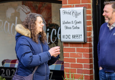 Wimborne BID manager Tammy Sleet with Wimborne hair salon owner James Harris-Hawkins Picture: Wimborne BID