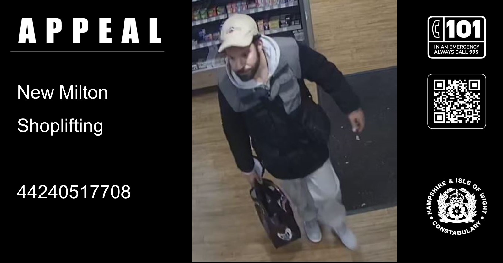 Officers want to trace this person after a theft from Kamsons Pharmacy in New Milton. Picture: Hampshire Police