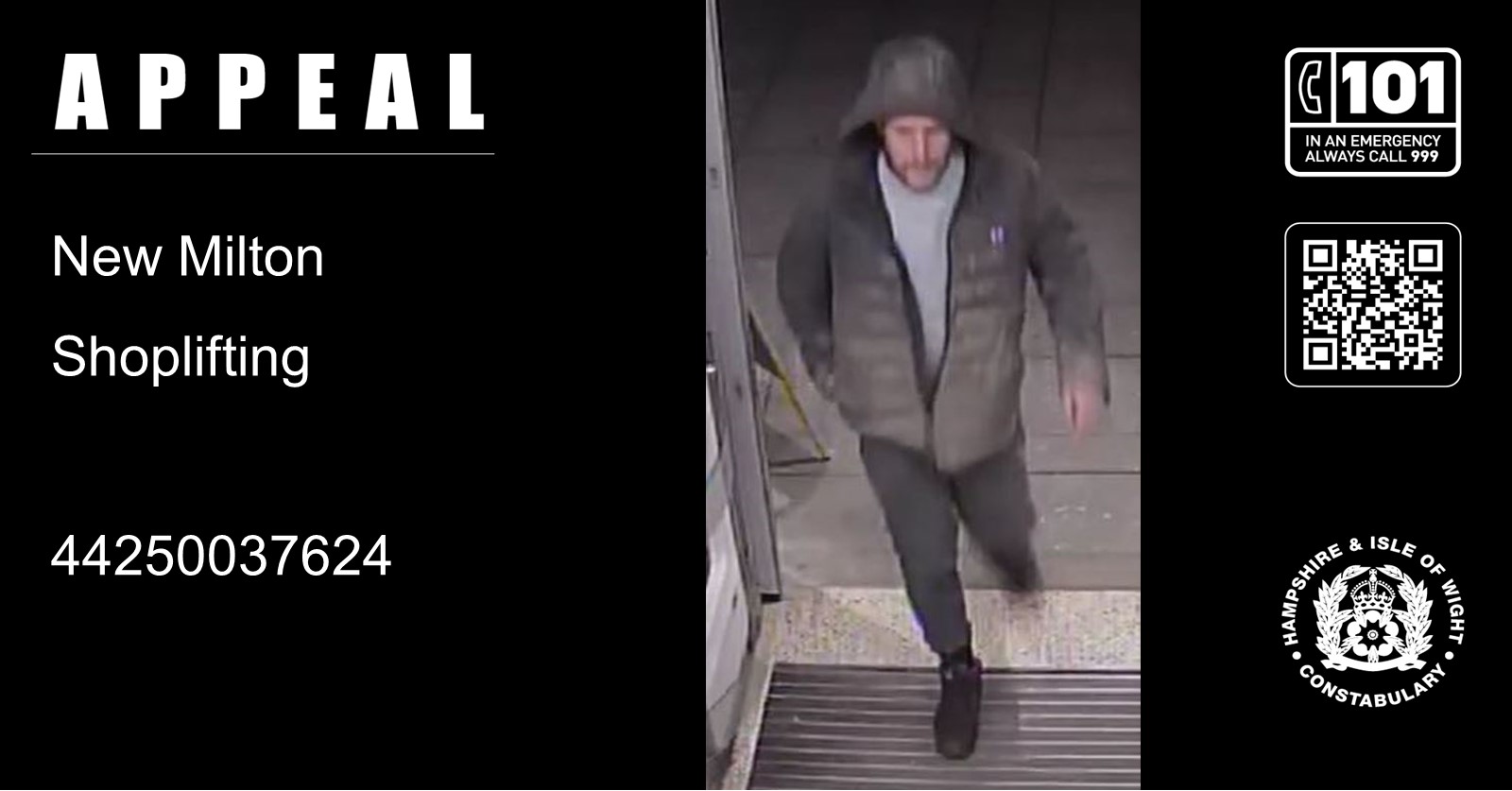 Police are keen to trace this person after an incident in New Milton. Picture: Hampshire Police