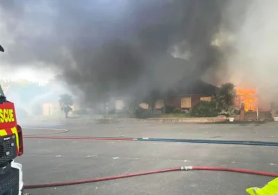Firefighters said the building was "destroyed" by the blaze. Picture: Ringwood Fire Station