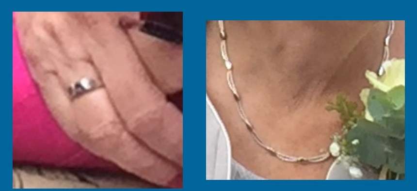 Two of the stolen items that have been recovered - a white gold necklace and white gold ring with tanzanite stone Picture: Dorset Police