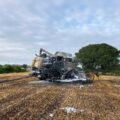 The destroyed combine harvester Picture: Salisbury Fire Station