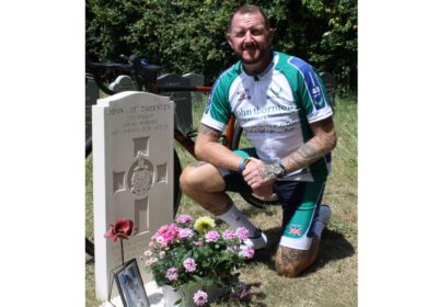 Dan at John's grave Picture: Just Giving/Dan Avey-Hebditch