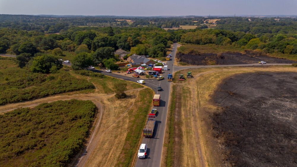 Fire breaks are being used to stop the fire from spreading further Picture: DWFRS