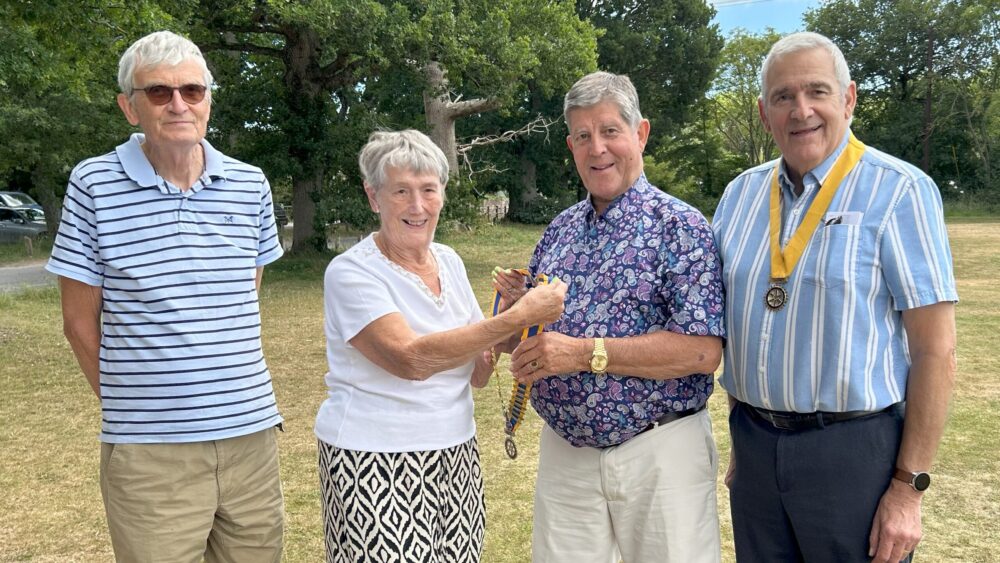 Wimborne Rotary secretary David Meaden, past-president Sue Young, president Brian Dryden, and president-elect and treasurer Derek Radley at the handover Picture: Wimborne Rotary Club