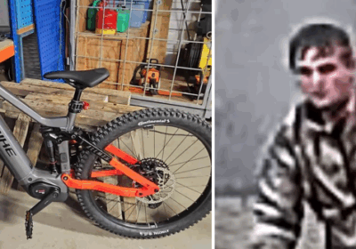 The stolen bike, left, and the man police are trying to identify Pictures: Dorset Police