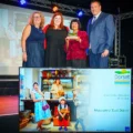 Museum operations manager Andy Putt, trustee Vanessa Joseph and director Francesca Hollow collected the two awards Picture: Museum of East Dorset