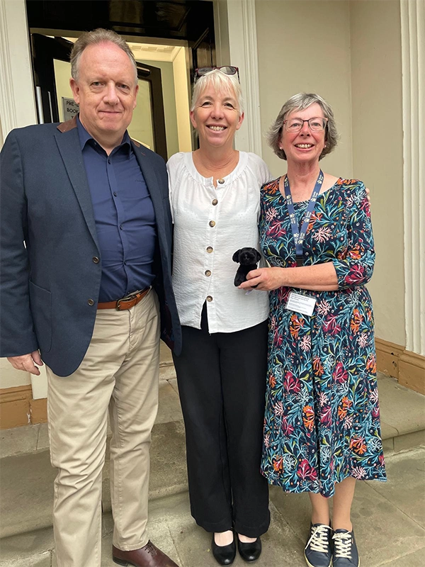 Fiona Pawsey Chair of Wimborne BID centre with Roger and Susan Picture: Wimborne BID 