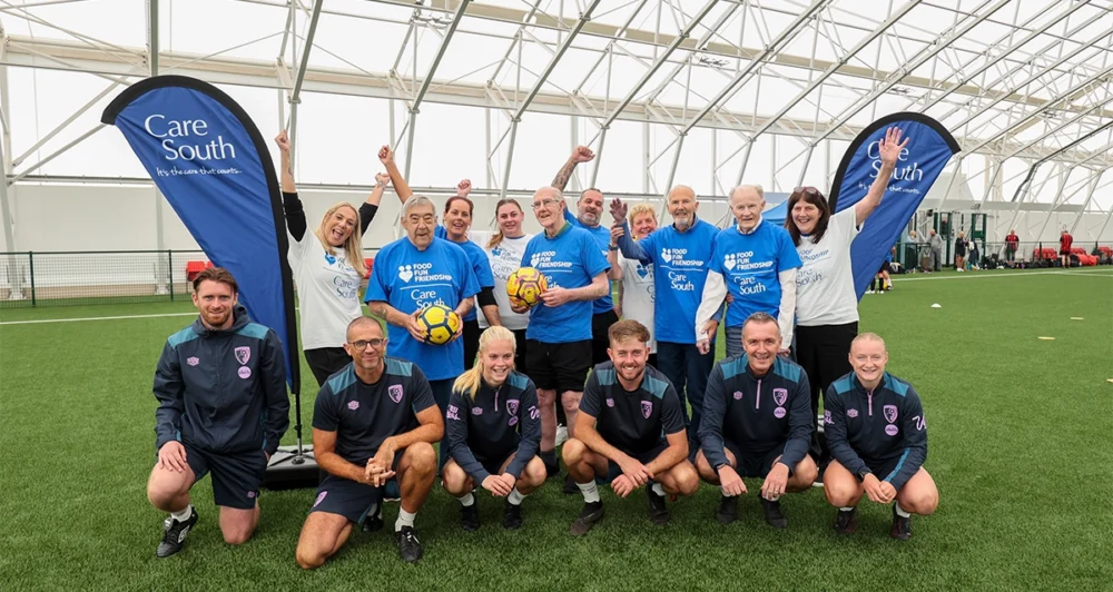 Care South residents, relatives and staff with AFC Bournemouth Community Sports Trust Picture: Care South