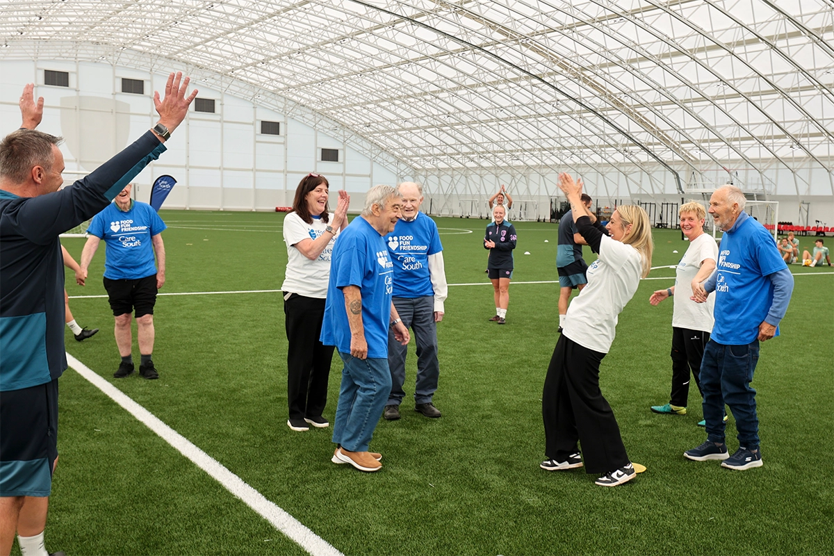 Castle Dene resident, Roger, pictured after scoring a goal Picture: Care South