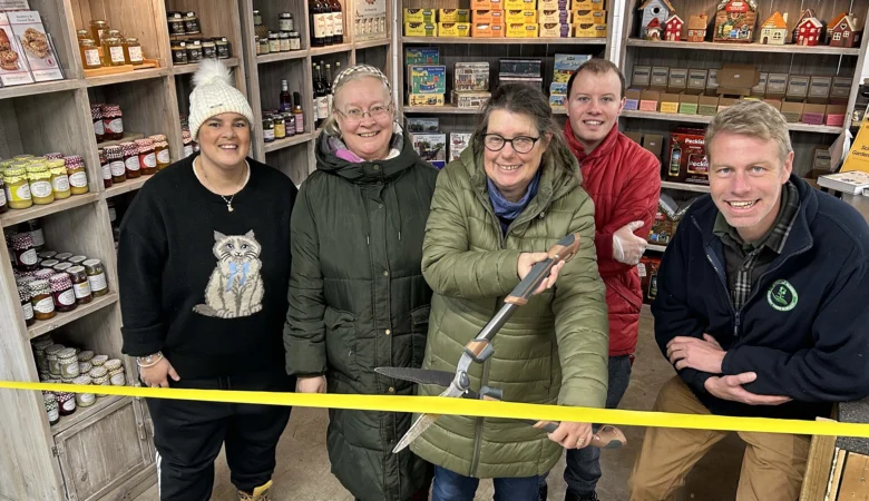 Cutting the ribbon at the new food department at Chestnut Nursery, in Poole