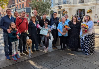 Prize winners from the Wimborne Guide Dogs Treasure Trail