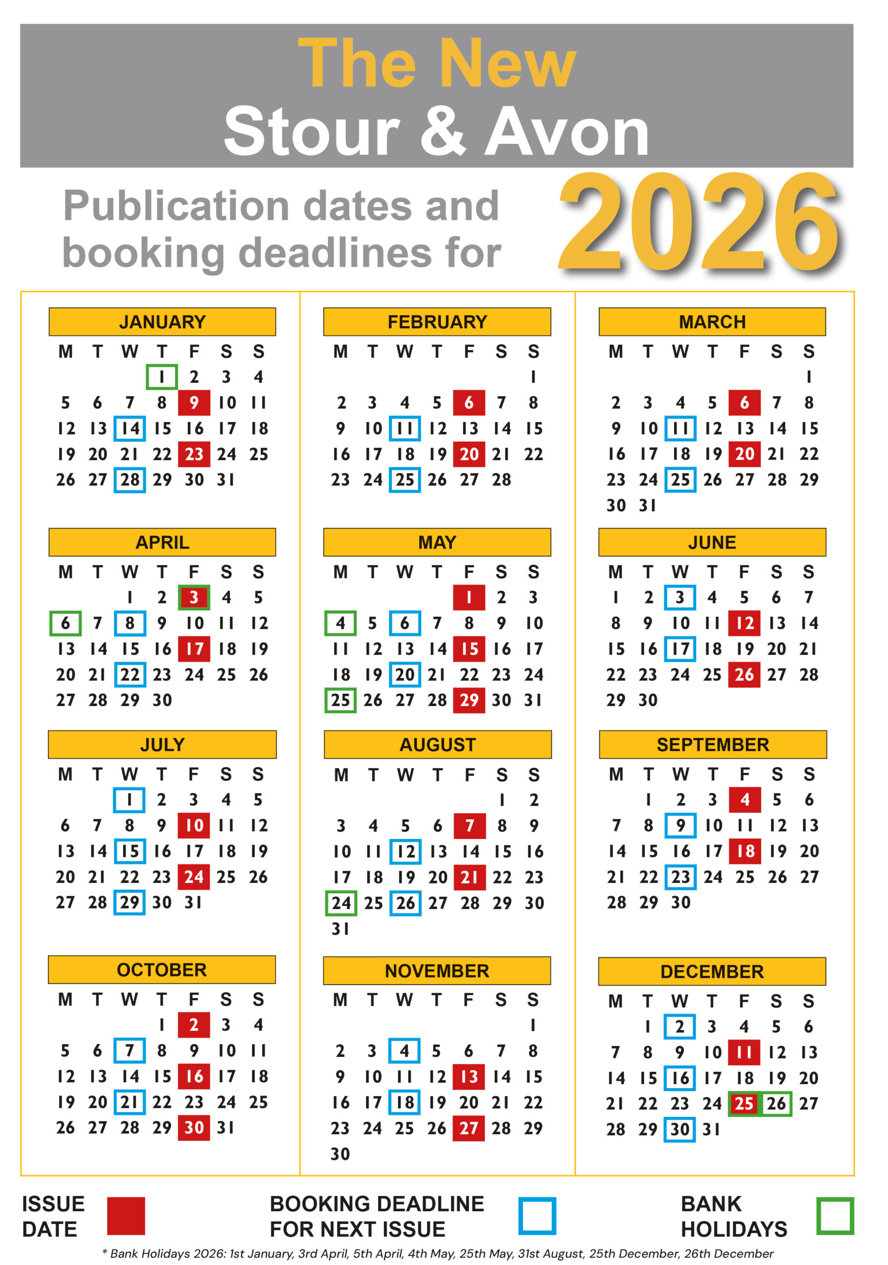 2026 Publication Dates