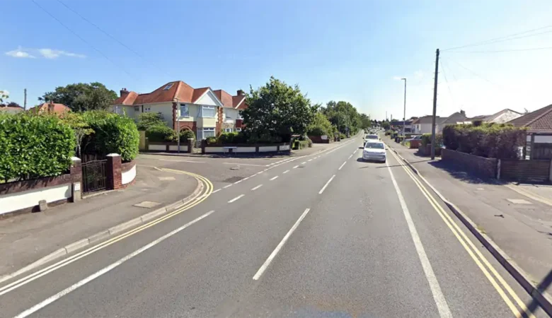 A man in his 20s was found unresponsive in Wimborne Road, near Heath Avenue, in Poole. Picture: Google