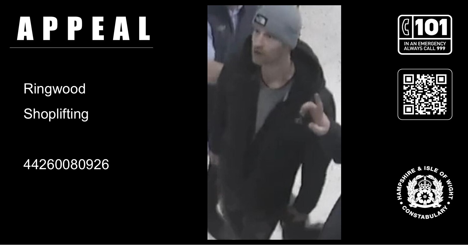 Police want to trace this person in connection with shoplifting at Waitrose in Ringwood. Picture: Hampshire Police