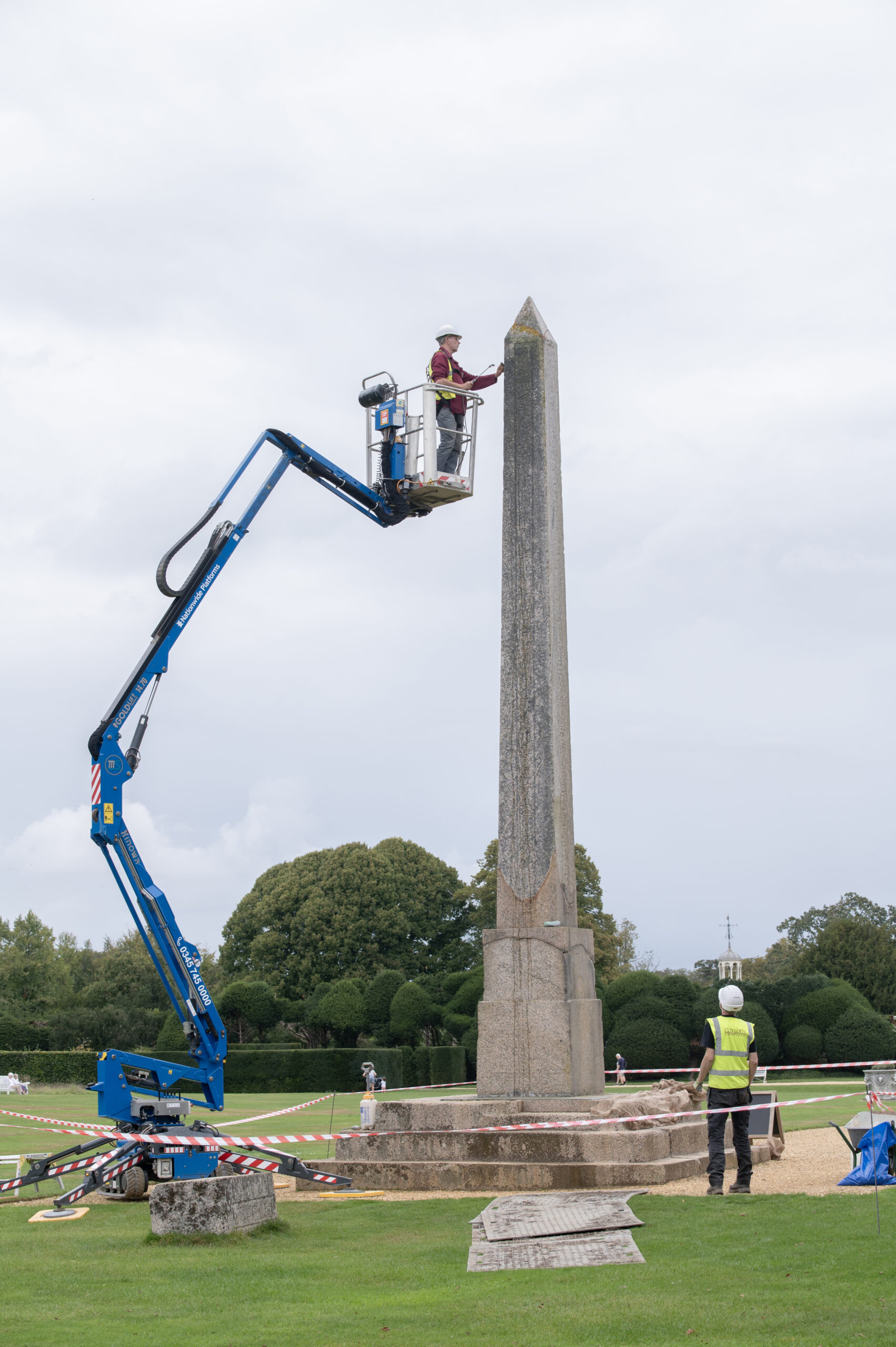 Experts putting in the work to clean the obelisk at Kingston Lacy. Pictures: Jay Williams/National Trust